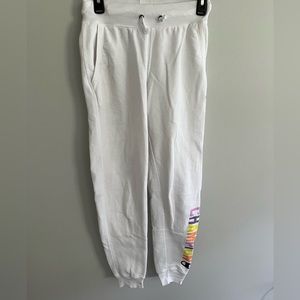 Champion white pants with rainbow detail